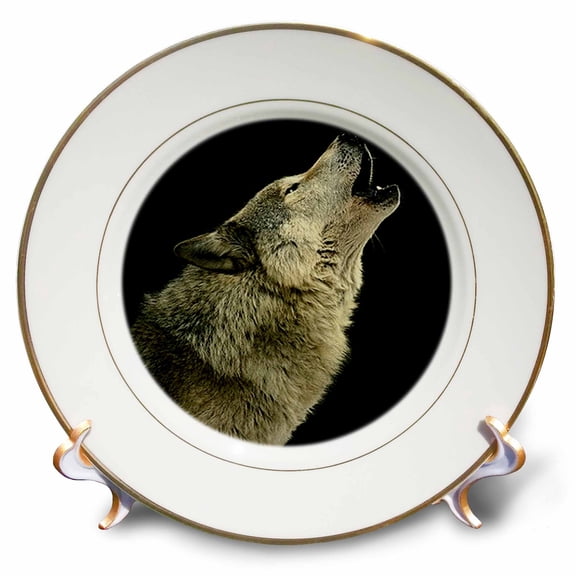 3dRose, Timber Wolf, 8 inch Porcelain Plate