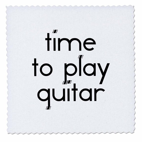 3dRose, Time to play guitar decorative text on white background, 10x10 inch quilt square