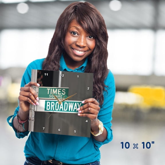 3dRose, Times Square Broadway, 10x10 Wall Clock