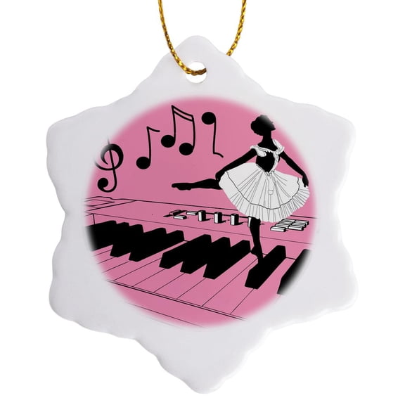 3dRose, Tiny Dancer In Pink, 3 inch Snowflake Porcelain Ornament