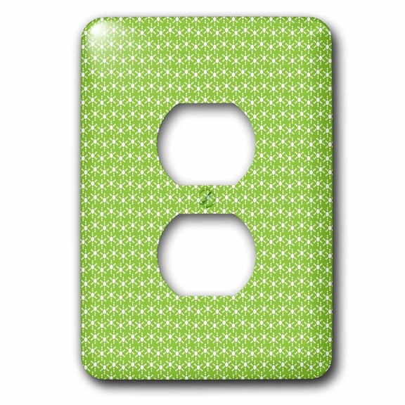3dRose, Tiny Green and White Dot Snowflake Pattern, 2 plug outlet cover