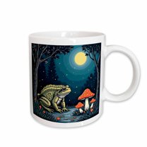 3drose, Toad Foraging Toadstools in a Moonlit Woodland Cut-out Stencil-style, 15oz Mug