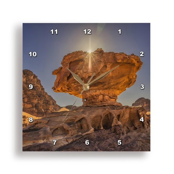 3dRose, Toadstool Rock, Wadi Rum, Jordan, 15x15 Wall Clock