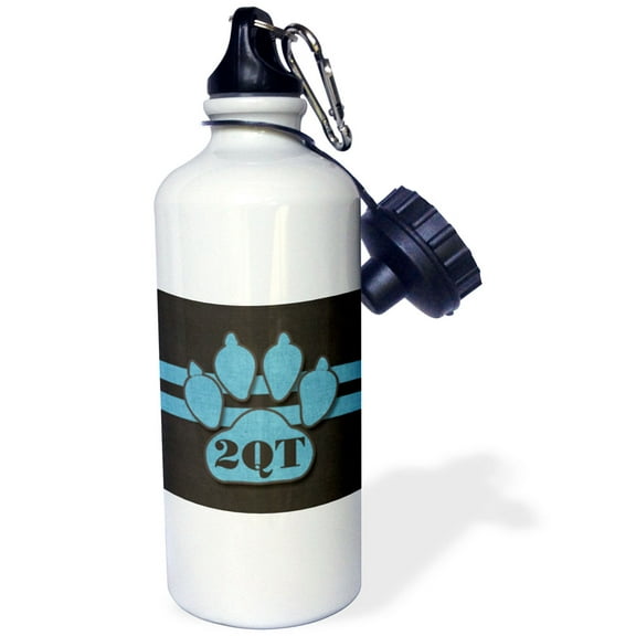 3dRose, Too Cute 2QT Social Media Message in Blue Dog Paw Print, Flip Straw 21oz Water Bottle