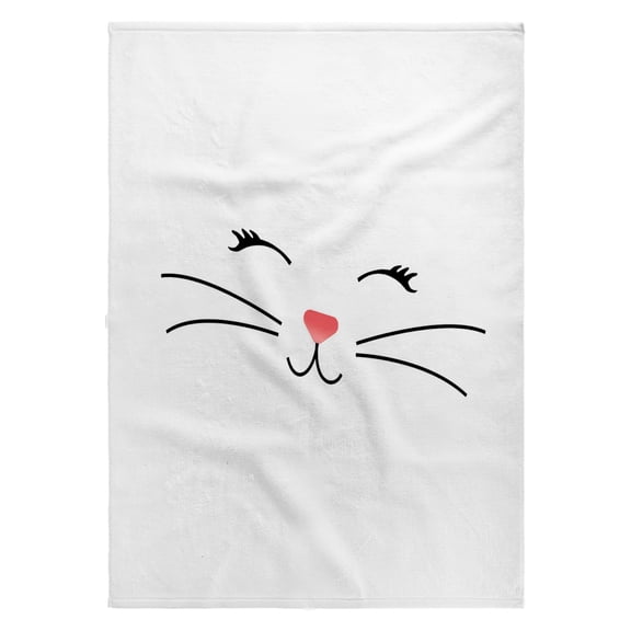 3dRose, Too Cute White Kitty Cat Face Nose and Whiskers, 22x30 Bath Hand Pool Towel