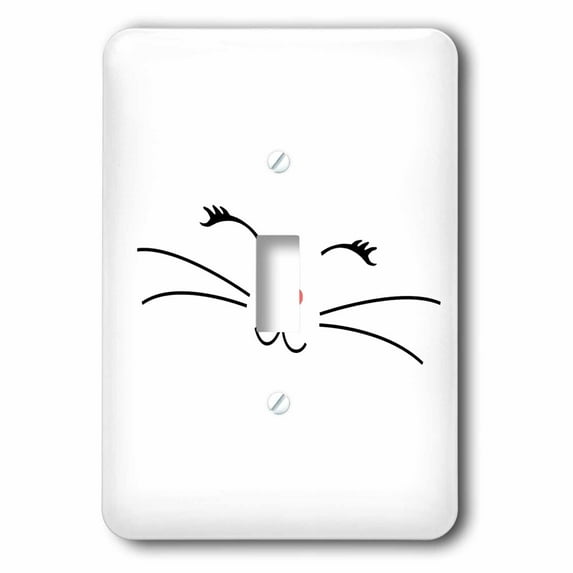 3dRose, Too Cute White Kitty Cat Face Nose and Whiskers, single toggle switch