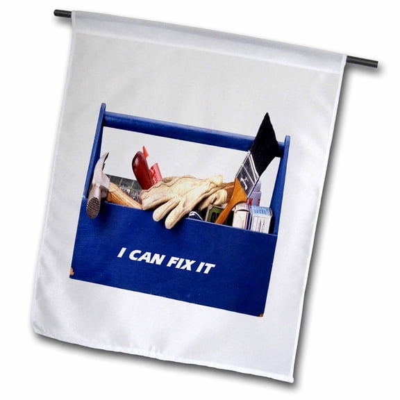 3dRose, Tool Box With I Can Fix It Spelled Out, 12 x 18 inch Garden Flag