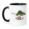 thumbnail image 1 of 3dRose, Tortoise and the Hare Funny Cartoon, 11oz Two-Tone Black Mug, 1 of 7