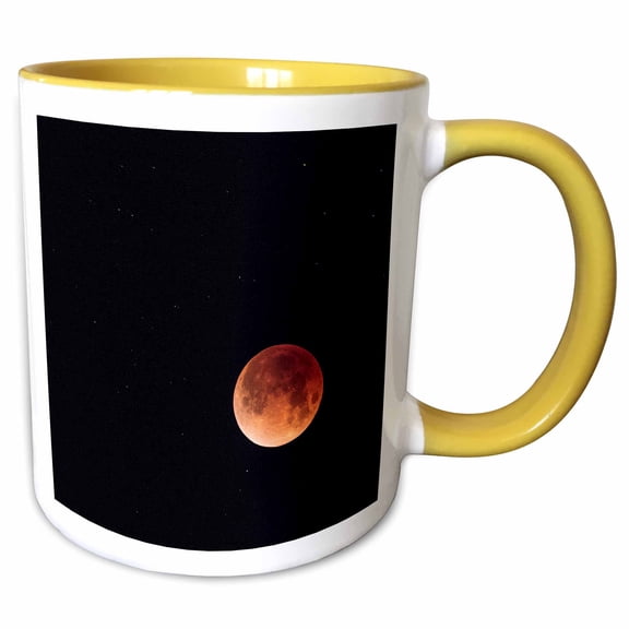 3drose, Total Eclipse of a Blue Moon in Yellowstone Np, Wyoming, Usa, 15oz Two-tone Yellow Mug