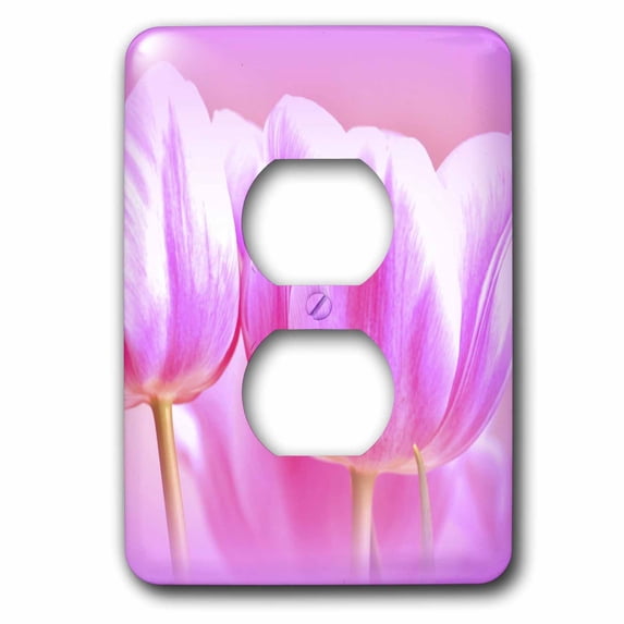 3dRose, Totally Pink - Tulip Flowers, 2 plug outlet cover
