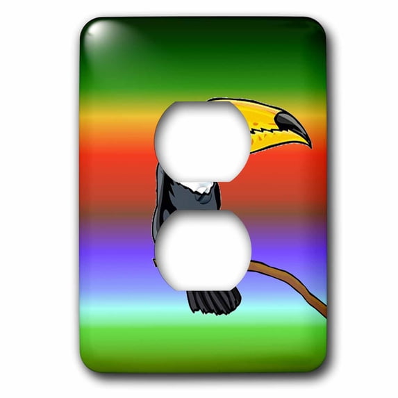 3dRose, Toucan Bird With Tropical Background, 2 plug outlet cover