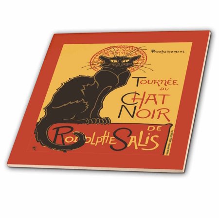 3dRose, Tournee du Chat Noir De Rodolphe Salis Vector, 12 Inch Ceramic Tile