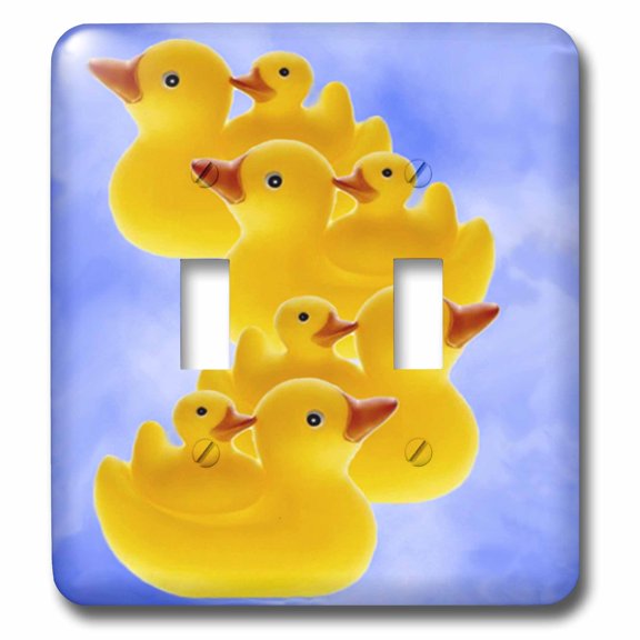 3dRose, Toy Duck on blue, double toggle switch