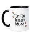 thumbnail image 1 of 3dRose, Toy Fox Terrier Dog Mom - Doggie by breed - brown paw prints - doggy lover - proud pet owner mama, 15oz Two-Tone Black Mug, 1 of 3