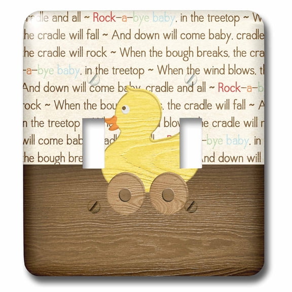 3dRose, Toy Wooden Yellow Duck with Wheels, Rock a Bye Baby Wallpaper Room, double toggle switch