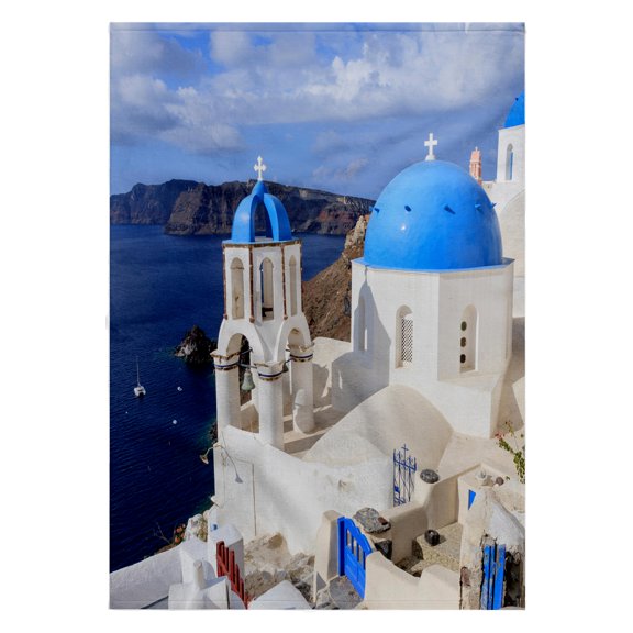 3dRose, Traditional Blue Roofed Churches and homes, Santorini. Greece., 22x30 Bath Hand Pool Towel