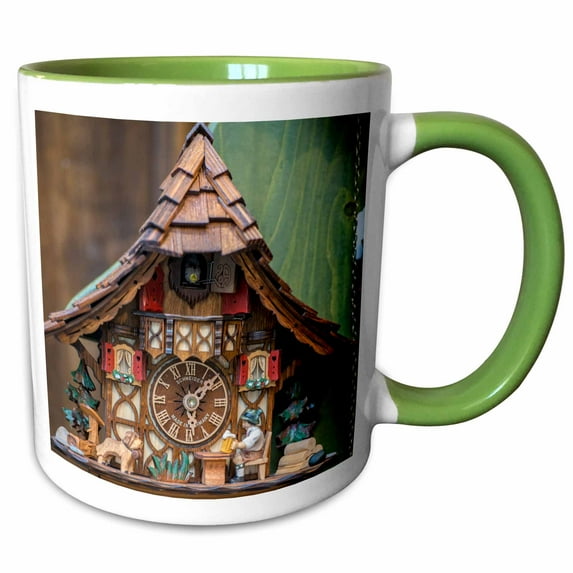 3drose, Traditional Cuckoo Clock for Sale, Rothenburg, Germany, 11oz Two-tone Green Mug
