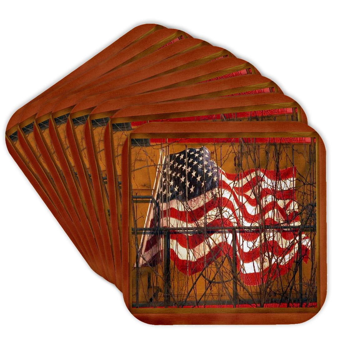 3drose, Train Flag, Set of 8 Coasters - Soft - Walmart.com