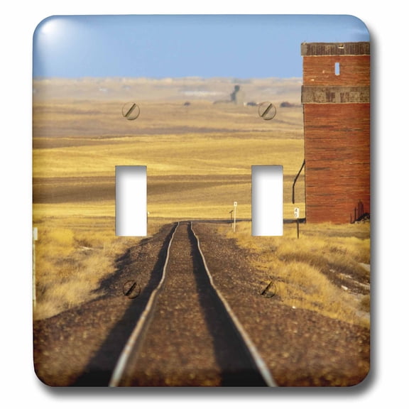 3dRose, Train tracks, old granary at Collins, Montana - US27 CHA1736 - Chuck Haney, double toggle switch