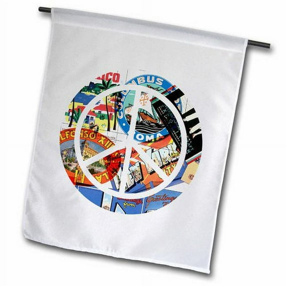 3dRose, Travel the world peace sign, 12 x 18 inch Garden Flag