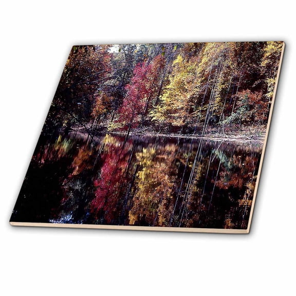 3dRose, Trees with Autumn Colors by the Lake, 6 Inch Ceramic Tile