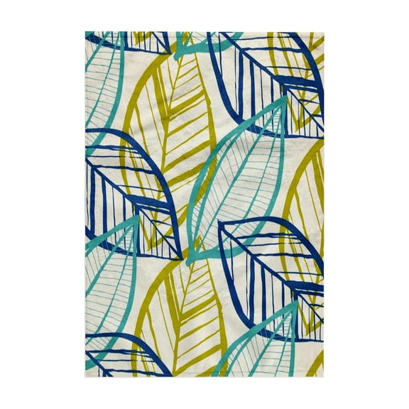3dRose, Trendy Large Aqua Blue n Chartreuse Leaves, 15x22 Hand Towel