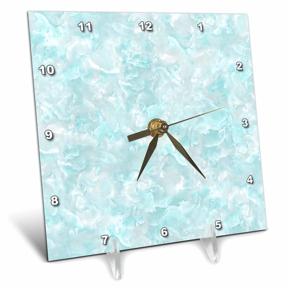 3dRose, Trendy Luxury Blue Teal Quartz Malachite Gemstone Agate Geode, 6x6 Desk Clock