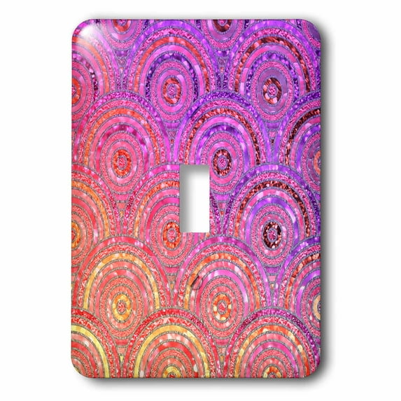 3dRose, Trendy Pink Purple Feminine Faux Glitter Dot Circle Pattern, single toggle switch