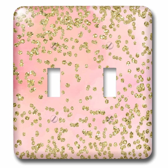 3dRose, Trendy Shiny Gold Glittery Polka Dot Confetti On Pink, double toggle switch