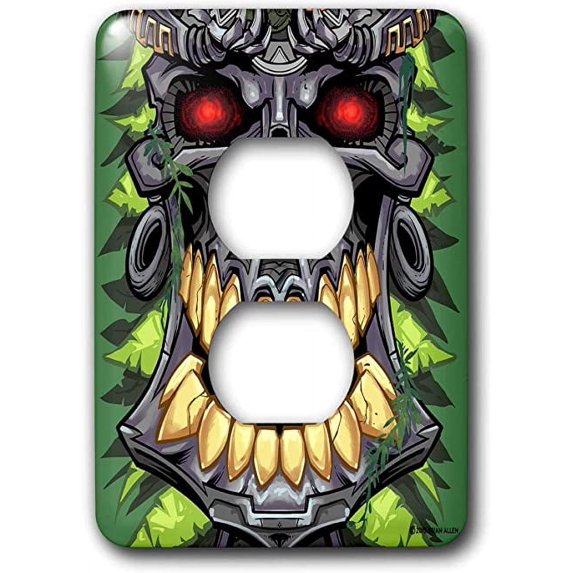 3dRose, Tribal tiki head design skull, 2 plug outlet cover