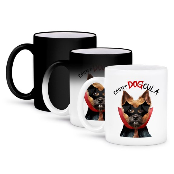 3dRose, Trick or treat Cute Norwich Terrier Dog for Halloween, 11oz Magic Transforming Mug