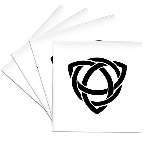 3drose, Trinity Celtic Knot in Black, Set of 4 Ceramic Tile Coasters