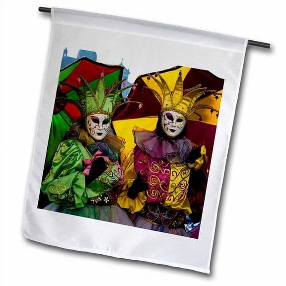 3dRose, Colorful Trio, Venice at Carnival Time, Italy, 12 x 18 inch Garden Flag