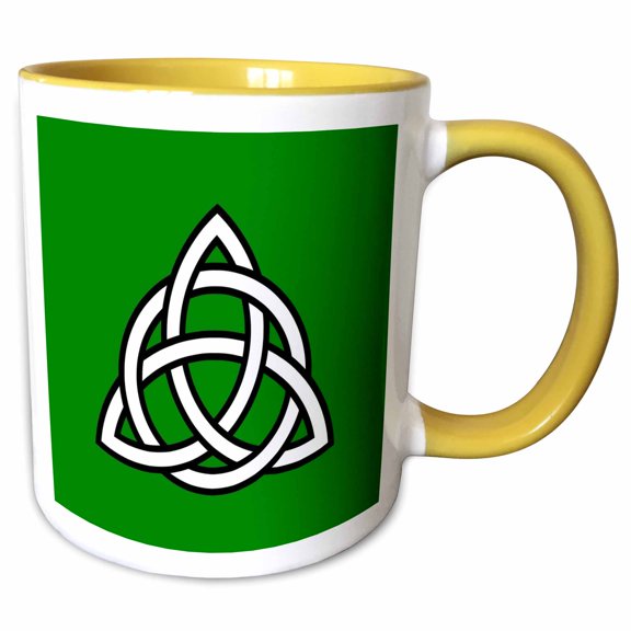 3drose, Triquetra Knot with Interlaced Circle 1, 11oz Two-tone Yellow Mug