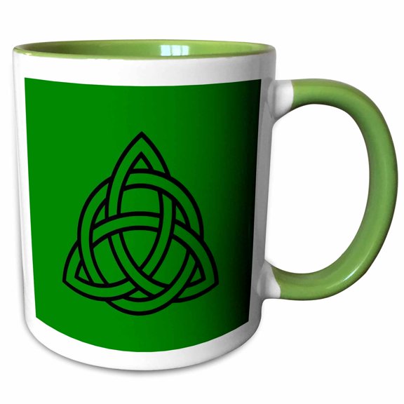 3drose, Triquetra Knot with Interlaced Circle 3, 15oz Two-tone Green Mug