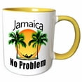 thumbnail image 1 of 3drose, Tropical Jamaica No Problem Caribbean Island Beach Design., 11oz Two-tone Yellow Mug, 1 of 6