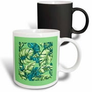 3drose, Tropical Leaves Camouflage of Banana and Monstera 1, 11oz Magic Transforming Mug