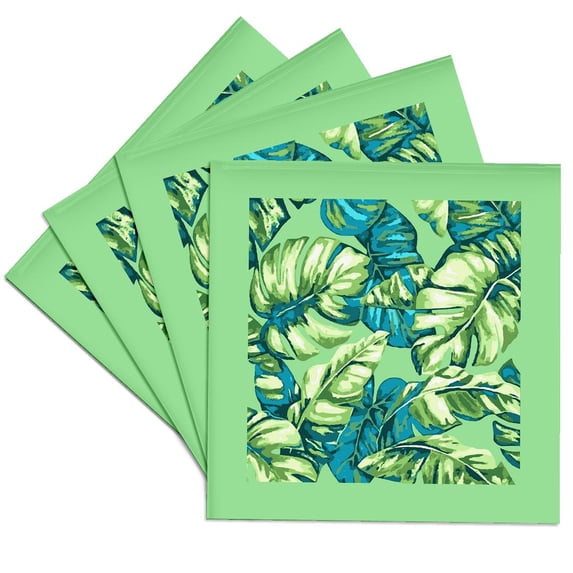 3drose, Tropical Leaves Camouflage of Banana and Monstera 1, Set of 4 Ceramic Tile Coasters