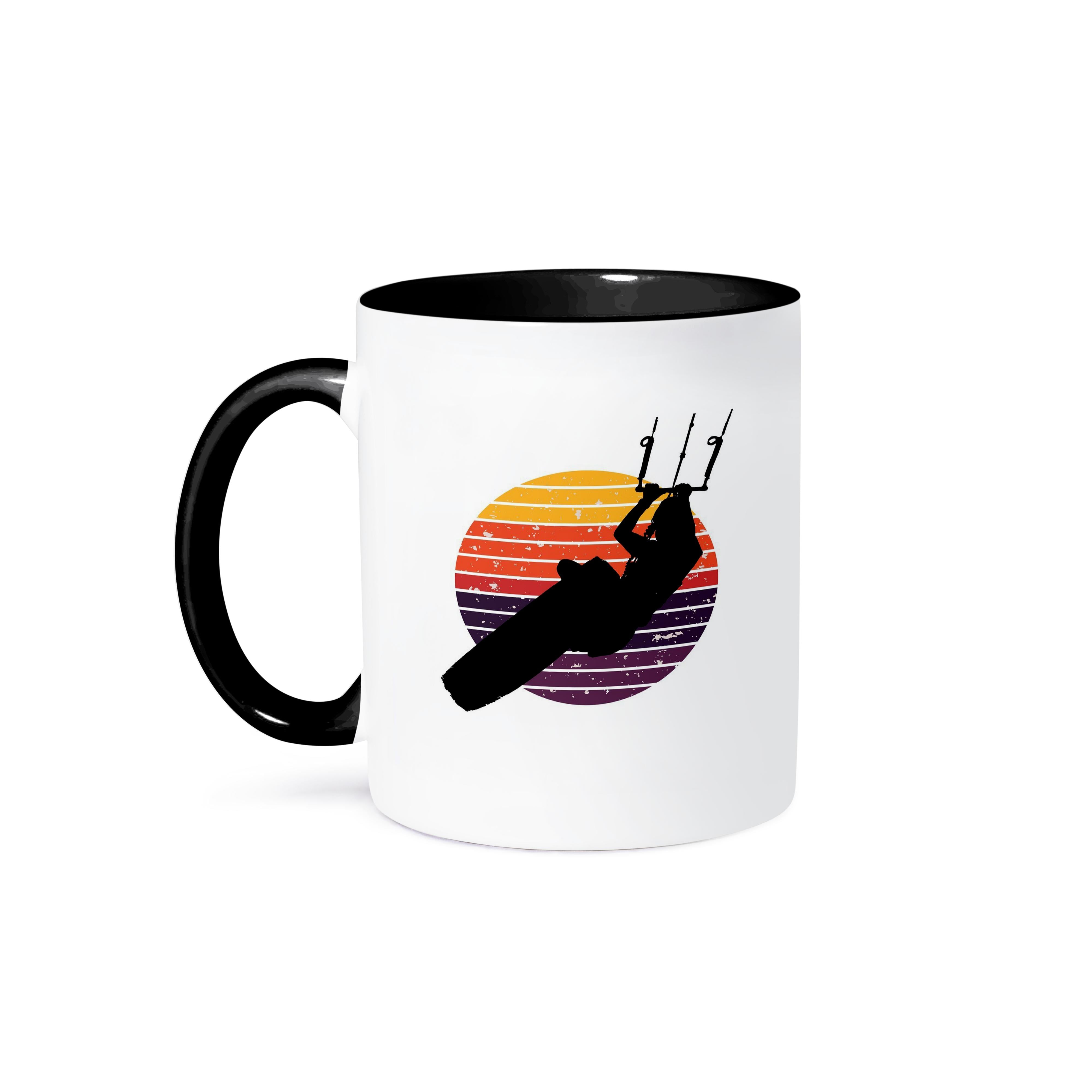 3dRose, Tropical Leaves Camouflage Of Banana and Monstera Aqua Blue, 15oz Two-Tone Black Mug