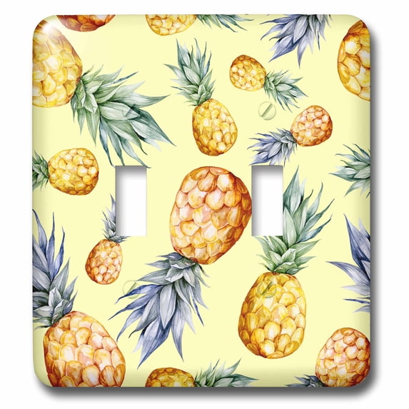 3dRose, Tropical Pineapples Pattern On A Yellow Background Pattern, double toggle switch
