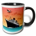 thumbnail image 1 of 3drose, Tropical Ship Cruise, 15oz Two-tone Black Mug, 1 of 6