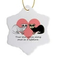 thumbnail image 1 of 3dRose, True Love Comes Along Once in a Lifetime Cute Ferret Love Design, 3 inch Snowflake Porcelain Ornament, 1 of 7