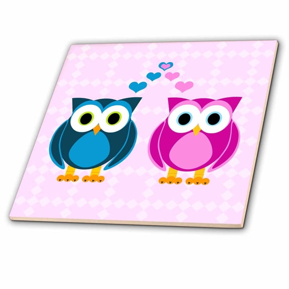 3dRose, True Love Owls Design, 6 Inch Ceramic Tile