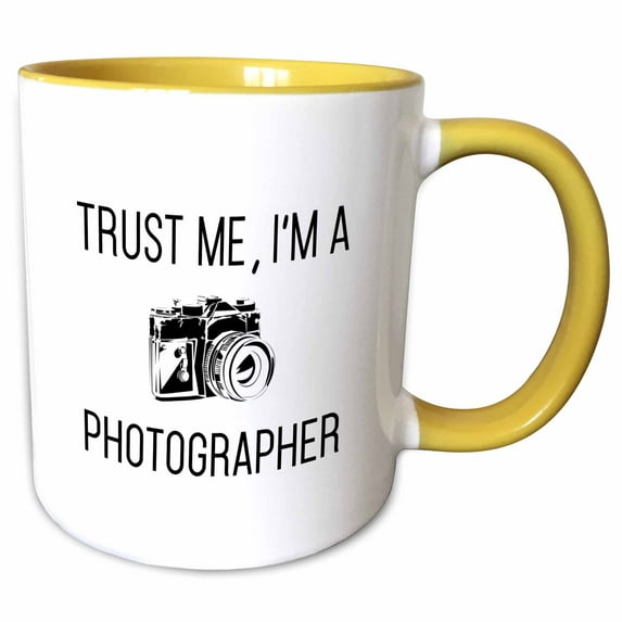 Trust Me Im A Photographer Camera Photo Joke Funny, 11oz Two-Tone Yellow Mug