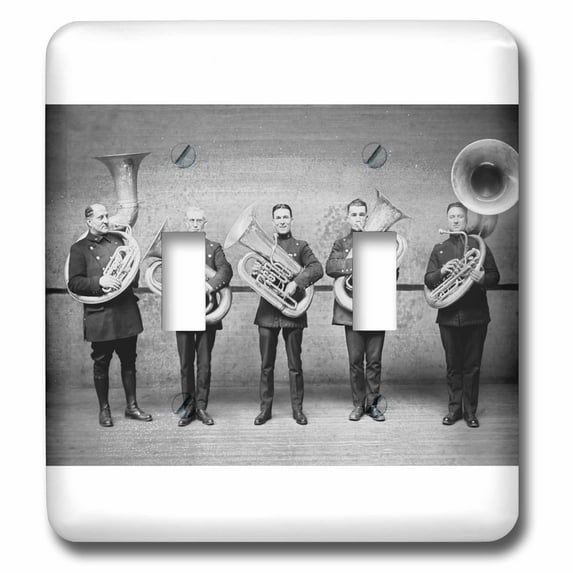 3dRose, Tuba Cops Grayscale, double toggle switch