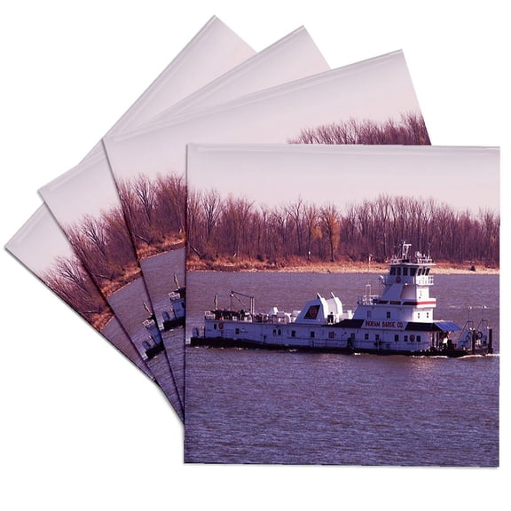 3dRose, Tugboat Ohio River, Set of 4 Ceramic Tile Coasters