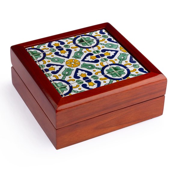3dRose, Tunis, Tunisia. Decorative tilework on a building., Jewelry Box 5.5x5.5 inch with 4 inch tile