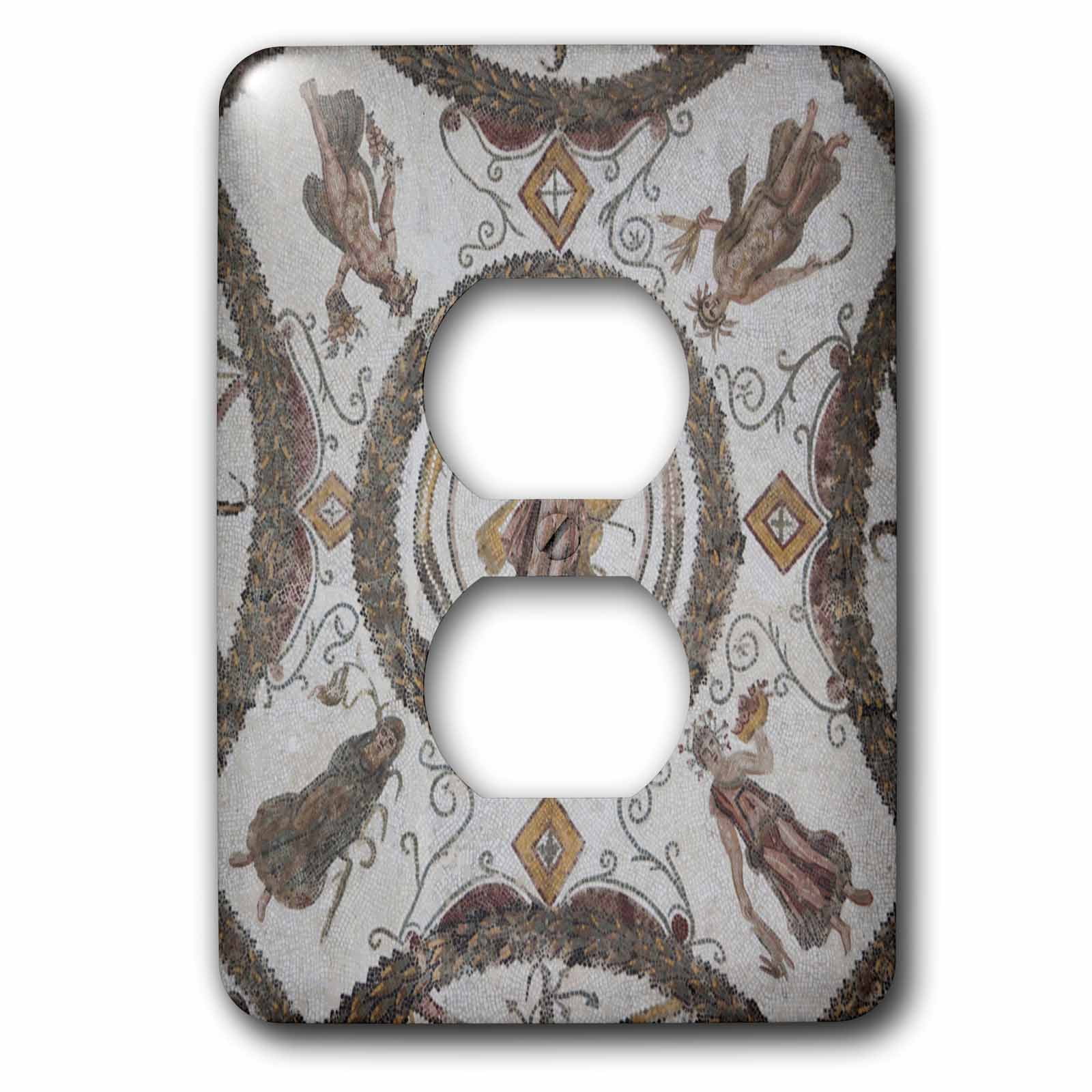 3dRose, Tunisia, El Jem, El Jem Museum, Roman-era mosaic-AF47 WBI0225 - Walter Bibikow, 2 plug outlet cover