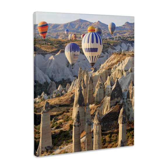 3dRose, Turkey, Cappadocia, Goreme. Hot air balloons flying above Red Valley, Museum Grade Canvas Wrap 8x10