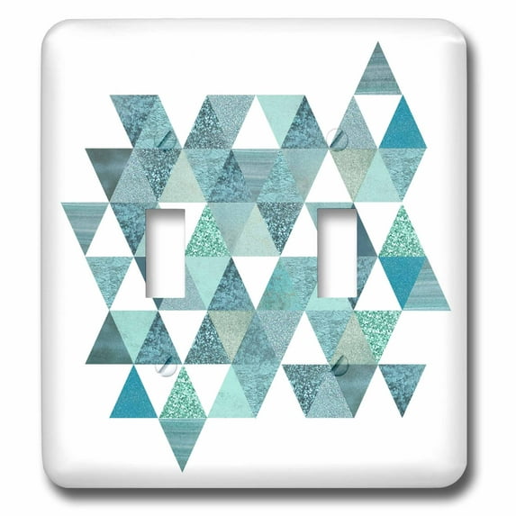 3dRose, Turquoise Blue Glamorous Triangle Pattern, double toggle switch